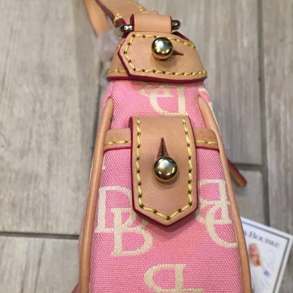 Dooney and Bourke Canvas and Leather Pink Logo Bag - Picture 4 of 8